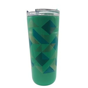 DAVIDsTEA Geometric Green and Blue Travel Mug Tumbler 20 oz